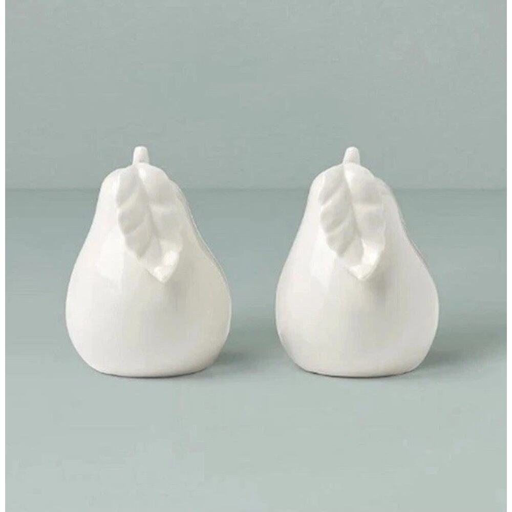 Lenox Wicker Creek White Porcelain Pear Salt & Pepper Shaker Set‎ New In Box